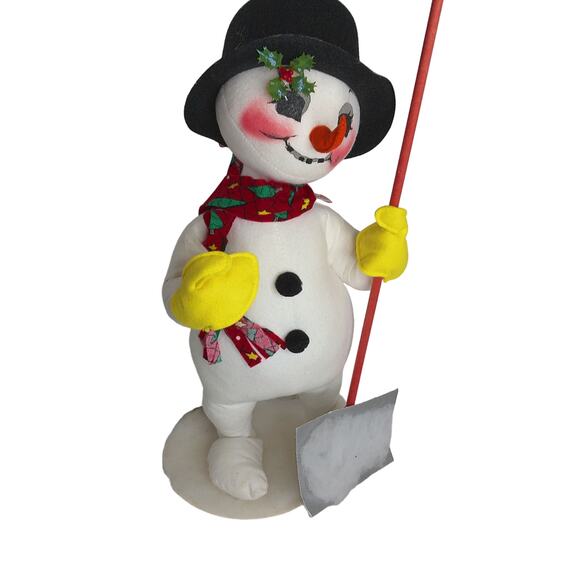 Vintage Annalee Shoveling Snowflakes Snowman Christmas - Picture 1 of 9